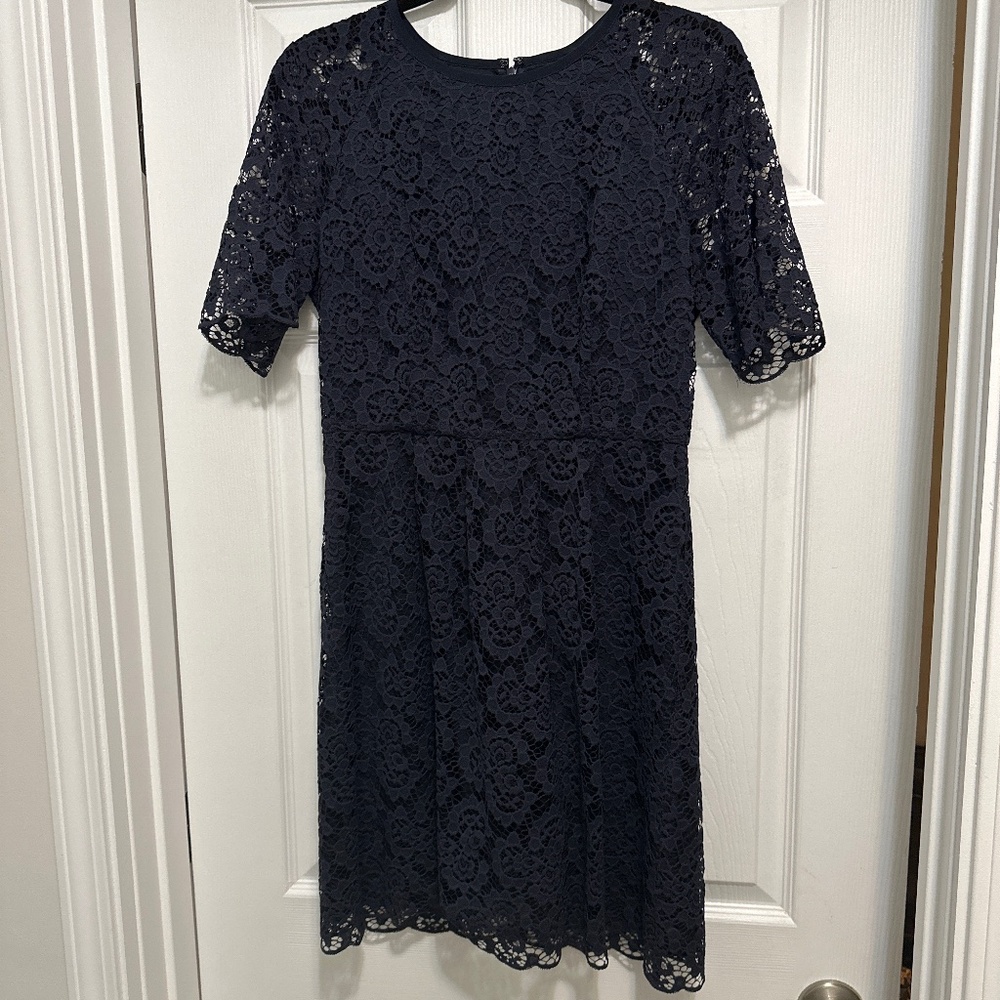 Madewell Navy Lace Midi Dress